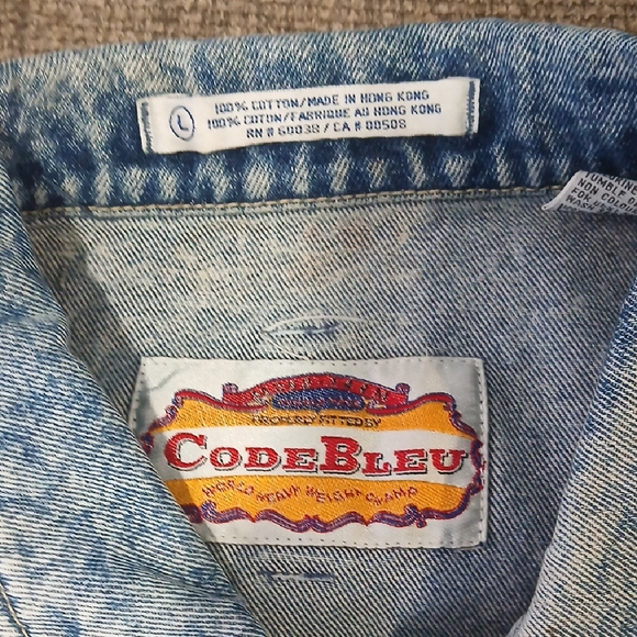 Code Bleu Vintage 80s Blue Denim Jacket with Embroydered - Picture 2 of 11